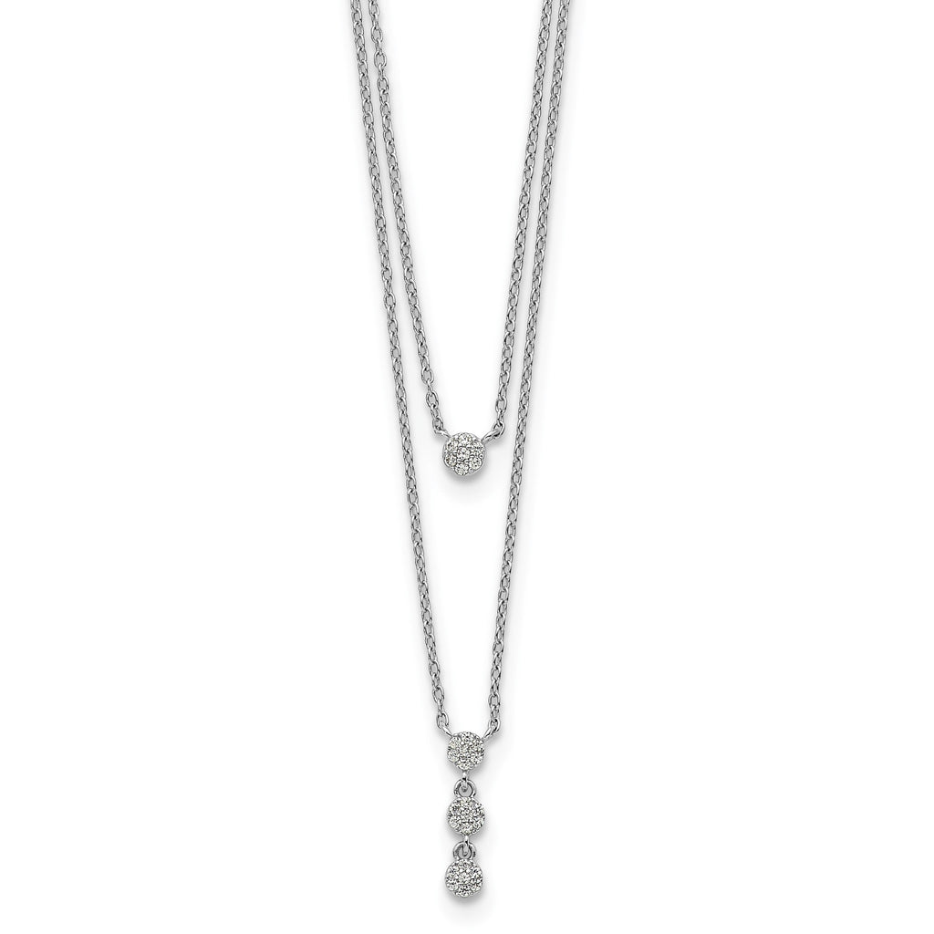 Cubic Zirconia Layered Y-Drop Circles Necklace in Sterling Silver, 18 Inch - Sophia Jewelers