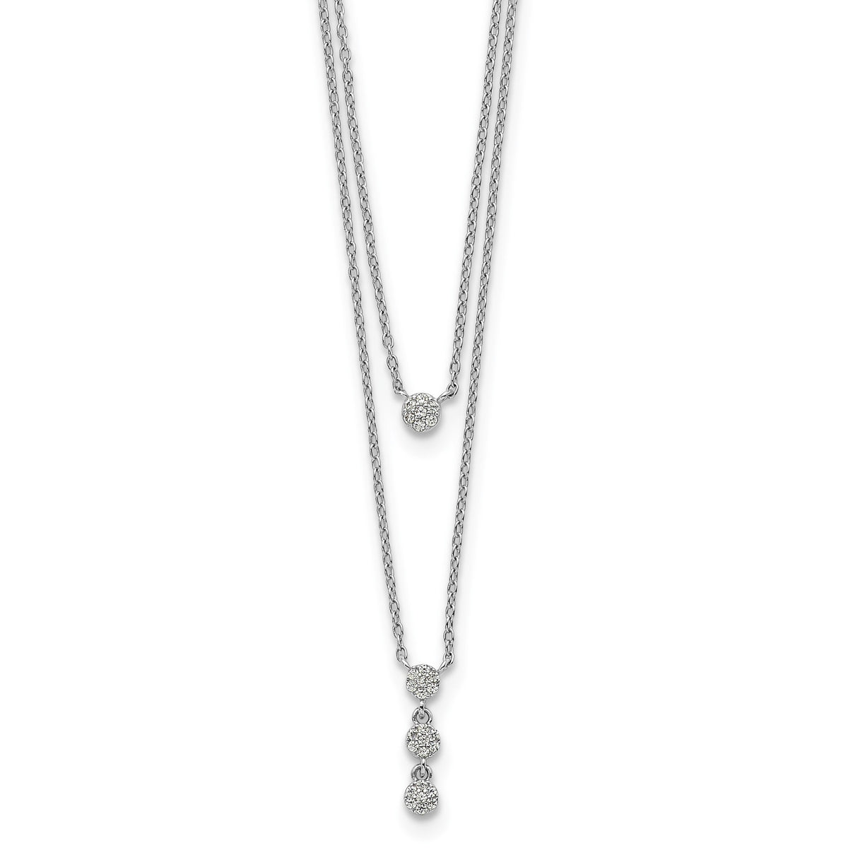 Cubic Zirconia Layered Y-Drop Circles Necklace in Sterling Silver, 18 Inch - Sophia Jewelers