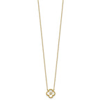 Mother of Pearl and Cubic Zirconia Flower Necklace in Gold-Plated Sterling Silver, 18 Inch - Sophia Jewelers