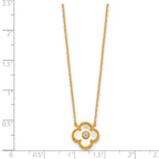 Mother of Pearl and Cubic Zirconia Flower Necklace in Gold-Plated Sterling Silver, 18 Inch - Sophia Jewelers