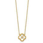 Mother of Pearl and Cubic Zirconia Flower Necklace in Gold-Plated Sterling Silver, 18 Inch - Sophia Jewelers