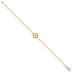 Mother of Pearl and Cubic Zirconia Flower Bracelet in Gold-Plated Sterling Silver, 7.5 Inch - Sophia Jewelers