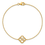 Mother of Pearl and Cubic Zirconia Flower Bracelet in Gold-Plated Sterling Silver, 7.5 Inch - Sophia Jewelers