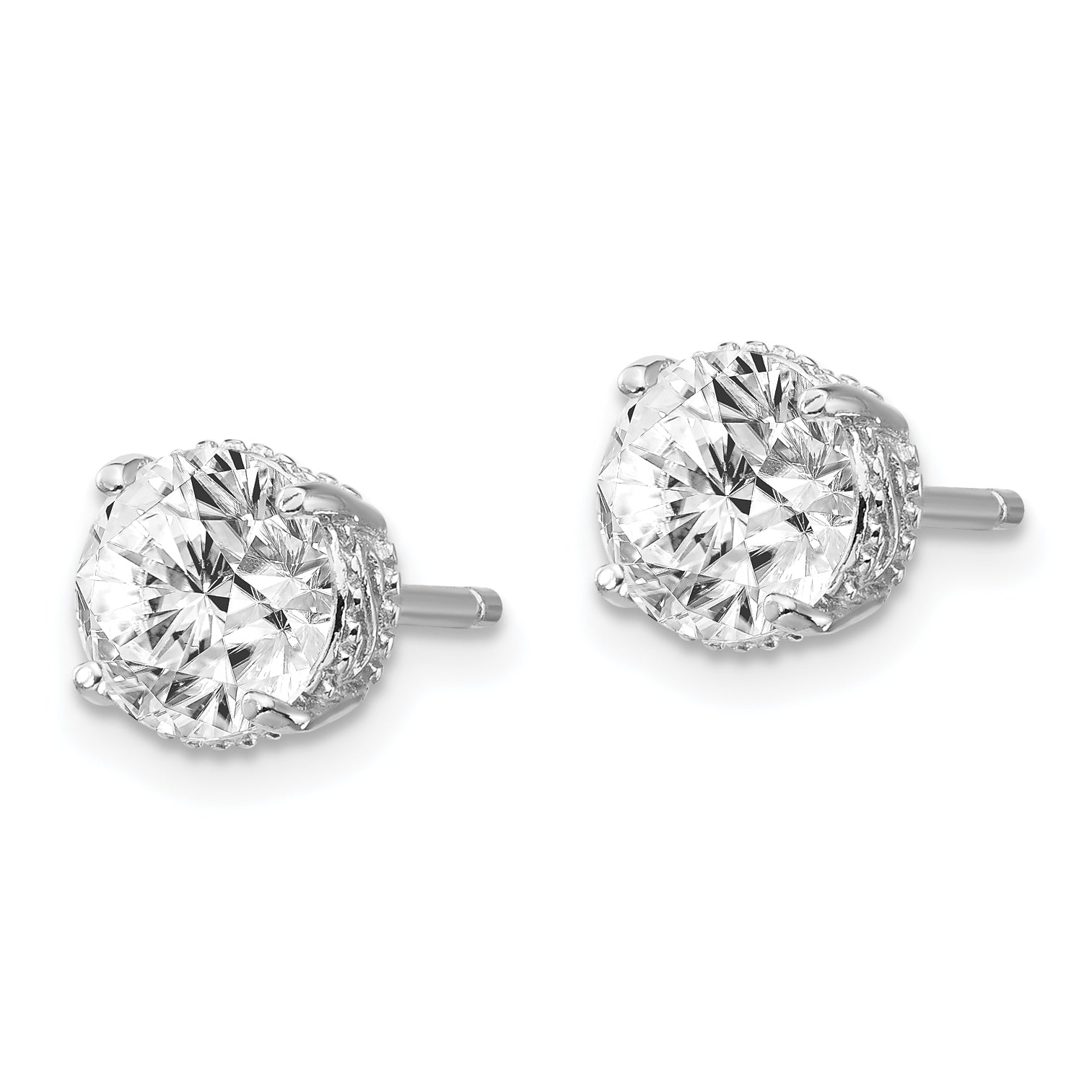 Cheryl M Sterling Silver Rhodium-plated Brilliant-cut CZ 6.5mm Stud Post Earrings Secondary image