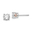Cheryl M Sterling Silver Rhodium-plated and Rose Gold-plated Accent Heart Brilliant-cut CZ Stud Post Earrings