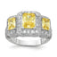 Cheryl M Sterling Silver Rhodium-plated Yellow Radiant-cut and White Brilliant-cut CZ 3 Stone Ring