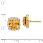 Cheryl M Sterling Silver Gold-plated Brilliant-cut Champagne and White CZ Post Earrings
