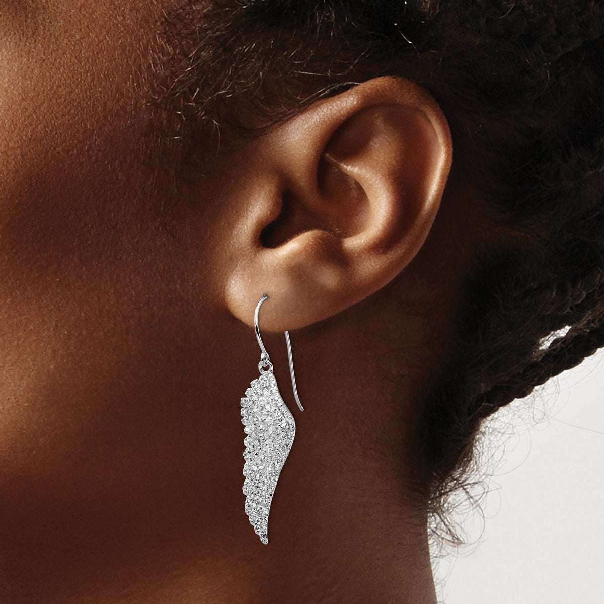 Cheryl Cubic Zirconia Angel Wing Dangle Earrings in Sterling Silver - Sophia Jewelers