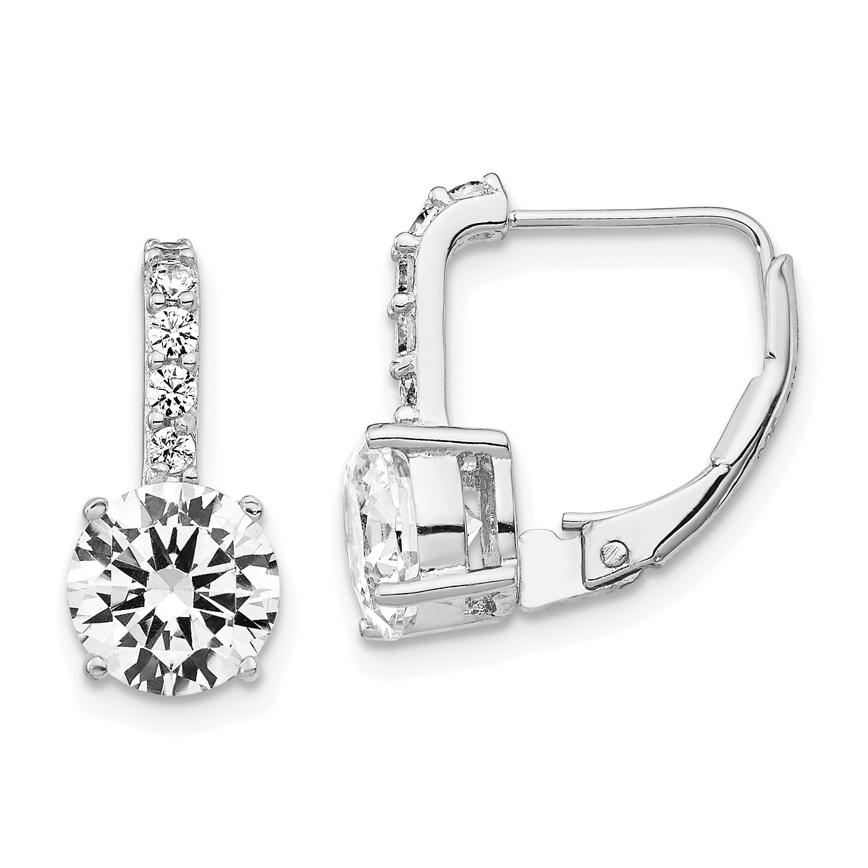 Cheryl M Sterling Silver Rhodium-plated Brilliant-cut CZ Leverback Earrings Main image