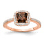 Cheryl M Sterling Silver Rose Gold-plated Cocoa Cushion-cut and White Brilliant-cut CZ Halo Ring