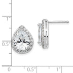 Cheryl M Sterling Silver Rhodium-plated Brilliant-cut Teardrop CZ Halo Post Earrings