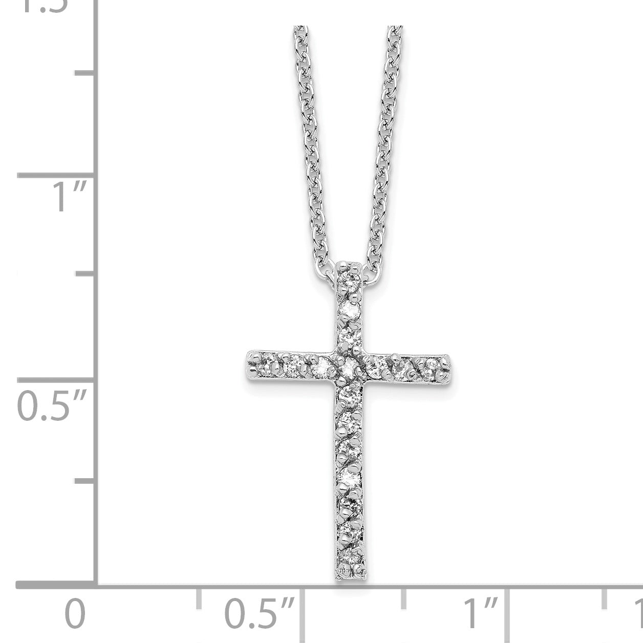 Cheryl M Sterling Silver Rhodium-plated Brilliant-cut CZ CroSterling Silver 18 Inch Necklace Secondary image