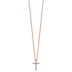 Cheryl M Sterling Silver Rose Gold-plated Polished CZ Latin Cross Necklace