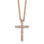 Cheryl M Sterling Silver Rose Gold-plated Polished CZ Latin Cross Necklace