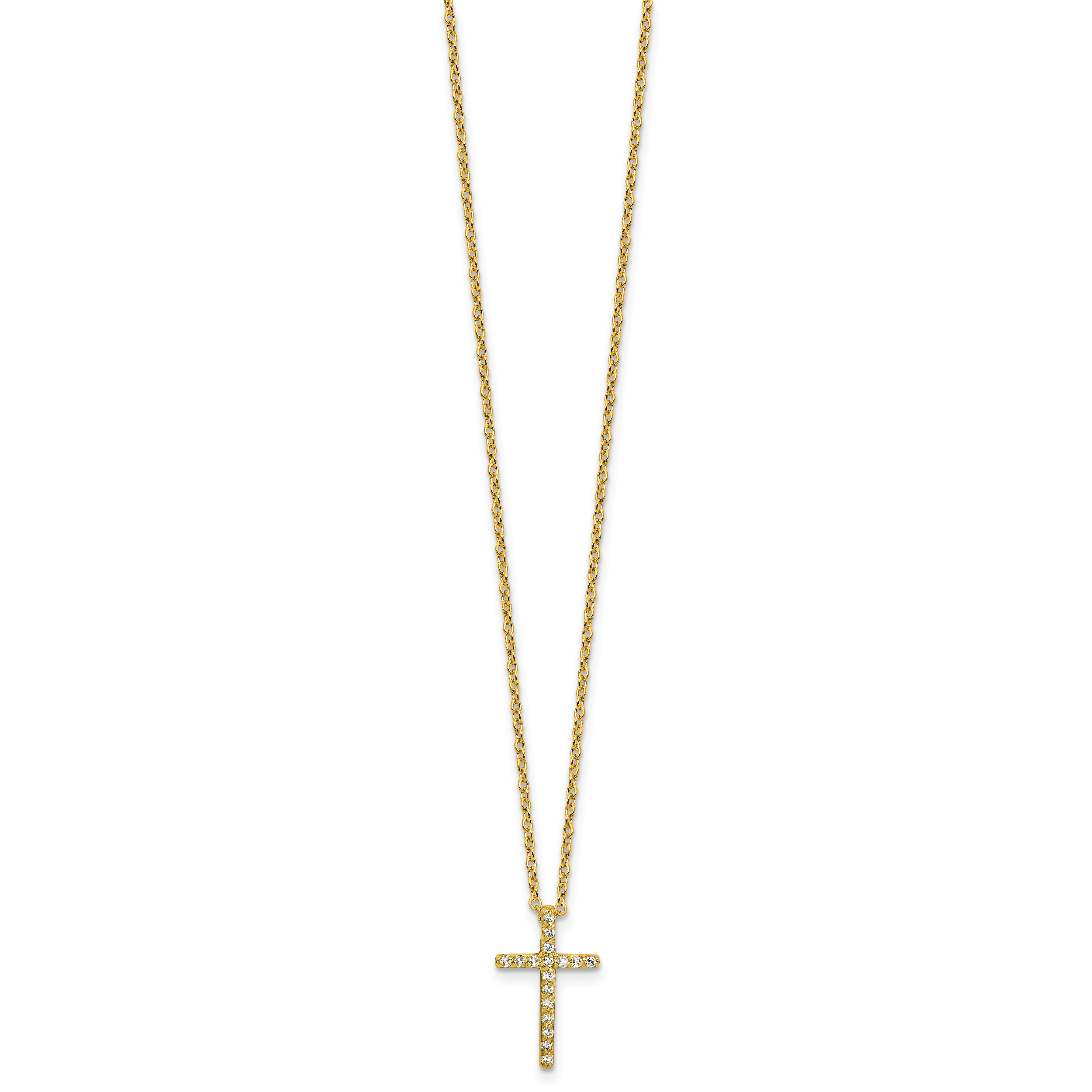 Cheryl M Sterling Silver Gold-plated Polished CZ Latin CroSterling Silver Necklace Secondary image