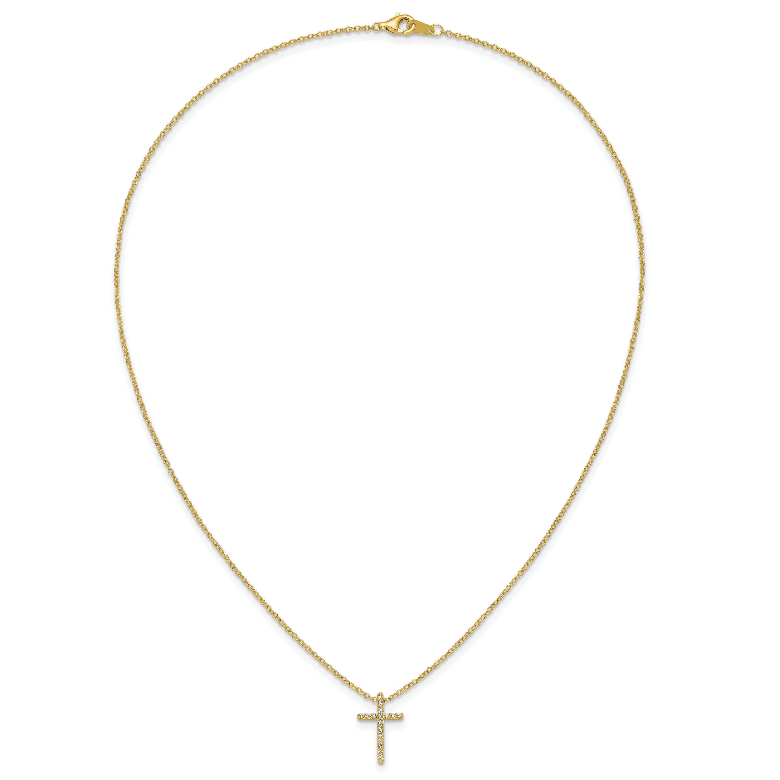 Cheryl M Sterling Silver Gold-plated Polished CZ Latin Cross Necklace