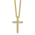 Cheryl M Sterling Silver Gold-plated Polished CZ Latin Cross Necklace
