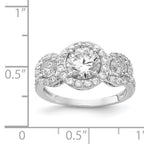 Cheryl M Sterling Silver Rhodium-plated Brilliant-cut CZ Three Stone Halo Ring