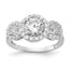 Cheryl M Sterling Silver Rhodium-plated Brilliant-cut CZ Three Stone Halo Ring