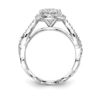Cheryl M Sterling Silver Rhodium-plated Brilliant-cut Round CZ Halo Center and Twisted Design Ring