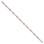Cheryl M Sterling Silver Rhodium-plated and Rose Gold-plated Accent Brilliant-cut CZ Bezel 11 Station 7.25 Inch Bracelet