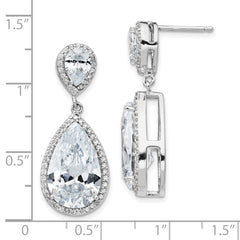 Cheryl M Sterling Silver Rhodium-plated Fancy Brilliant-cut Pear Shaped CZ Post Dangle Earrings