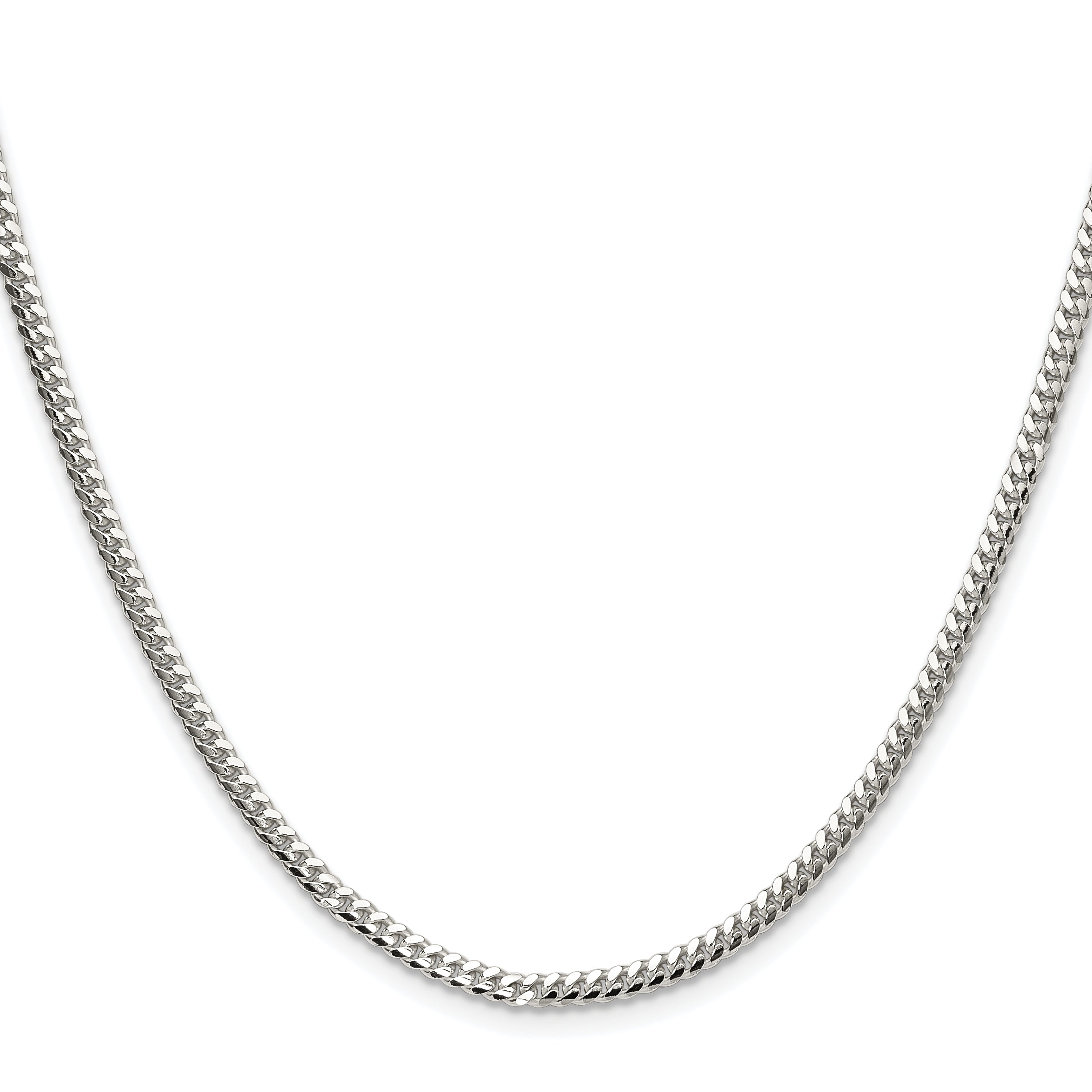 Sterling Silver Rhodium-plated Polished 2.9mm Domed Curb Chain