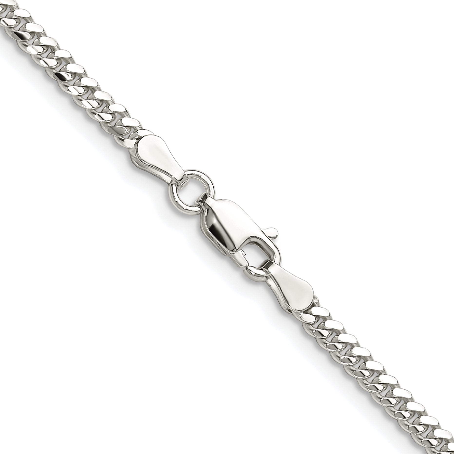 Sterling Silver Rhodium-plated Polished 2.9mm Domed Curb Chain