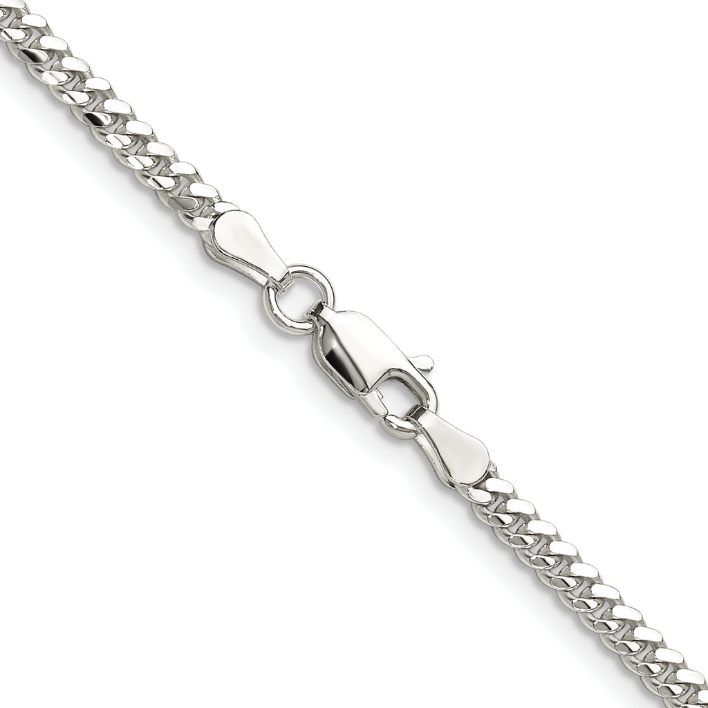 Sterling Silver Rhodium-plated Polished 2.9mm Domed Curb Chain