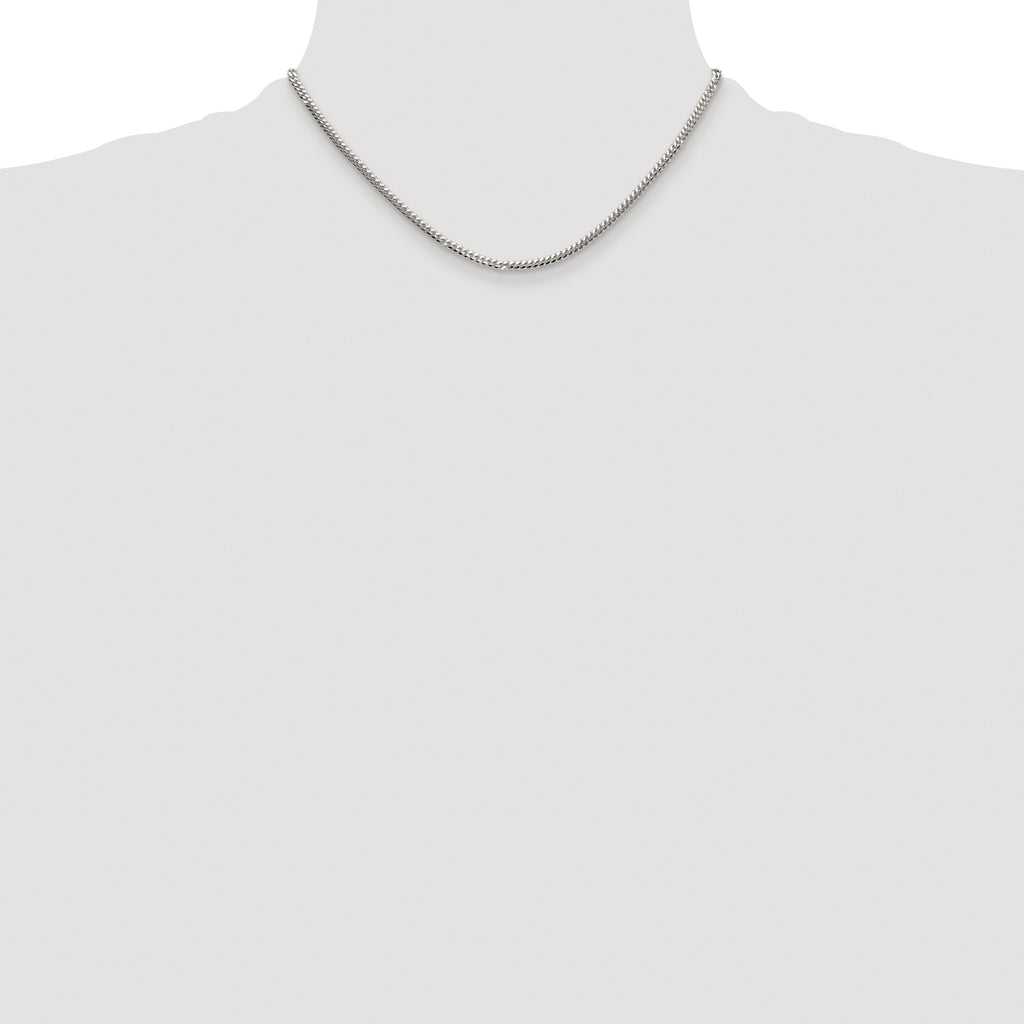 Sterling Silver Rhodium-plated Polished 2.9mm Domed Curb Chain