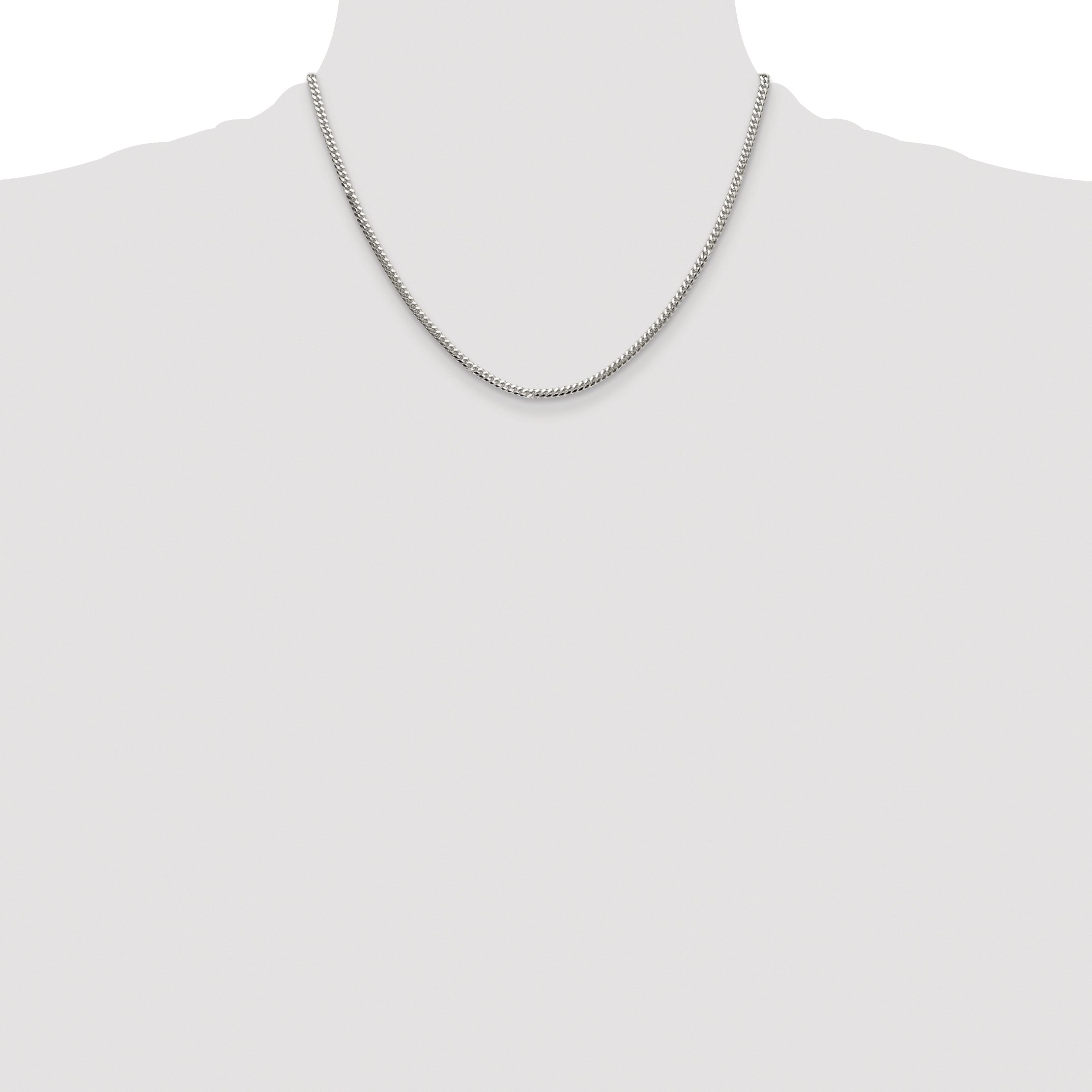Sterling Silver Rhodium-plated Polished 2.9mm Domed Curb Chain