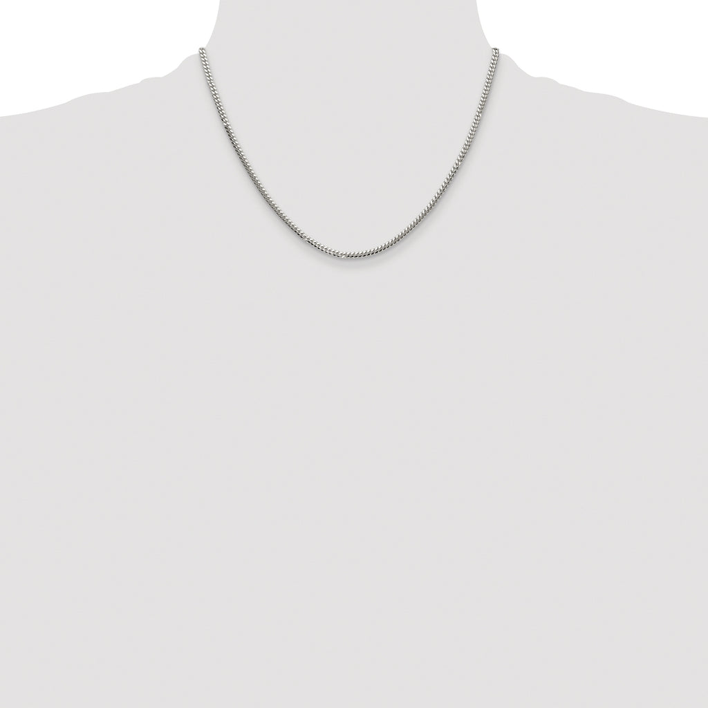 Sterling Silver Rhodium-plated Polished 2.9mm Domed Curb Chain