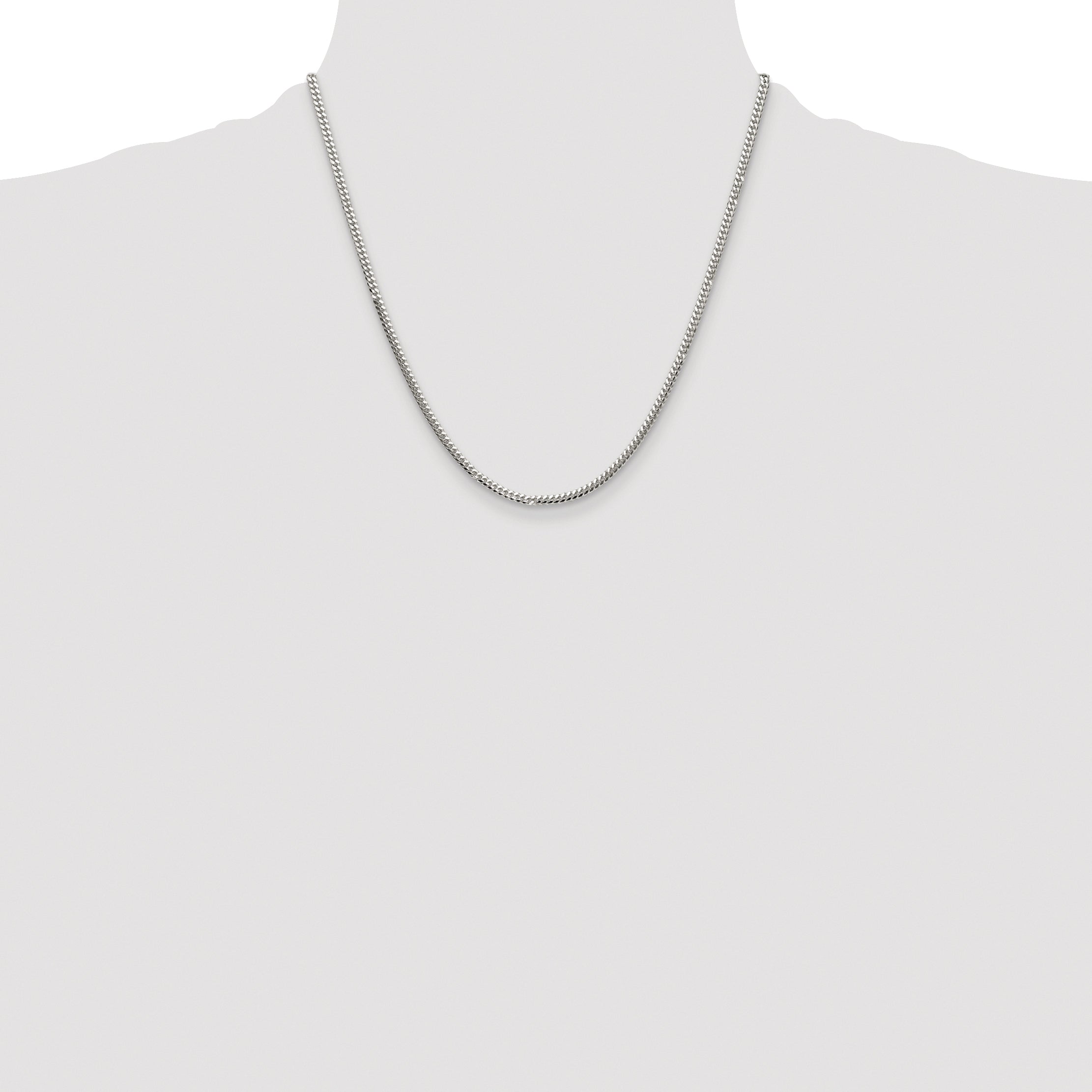 Sterling Silver Rhodium-plated Polished 2.9mm Domed Curb Chain