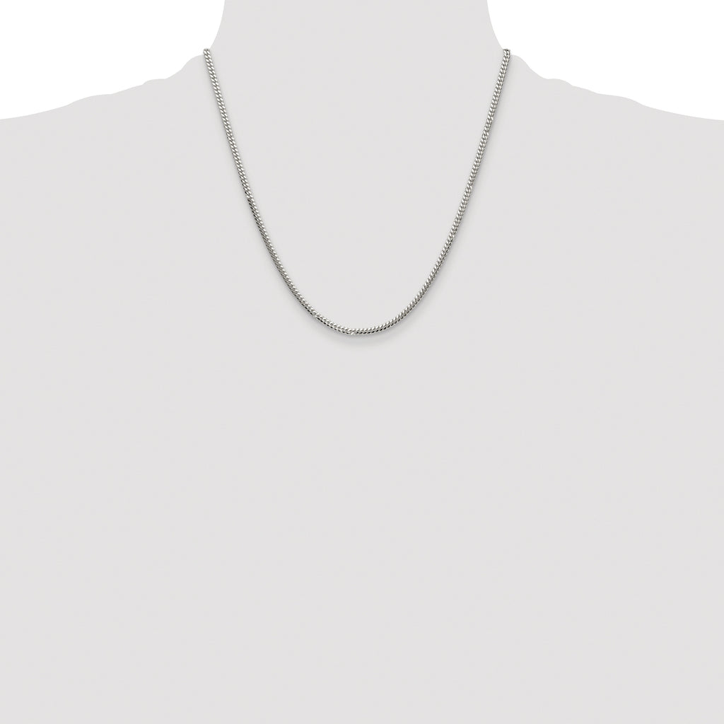 Sterling Silver Rhodium-plated Polished 2.9mm Domed Curb Chain