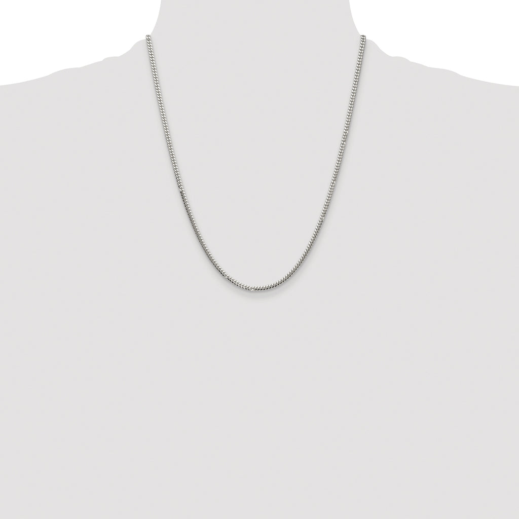 Sterling Silver Rhodium-plated Polished 2.9mm Domed Curb Chain