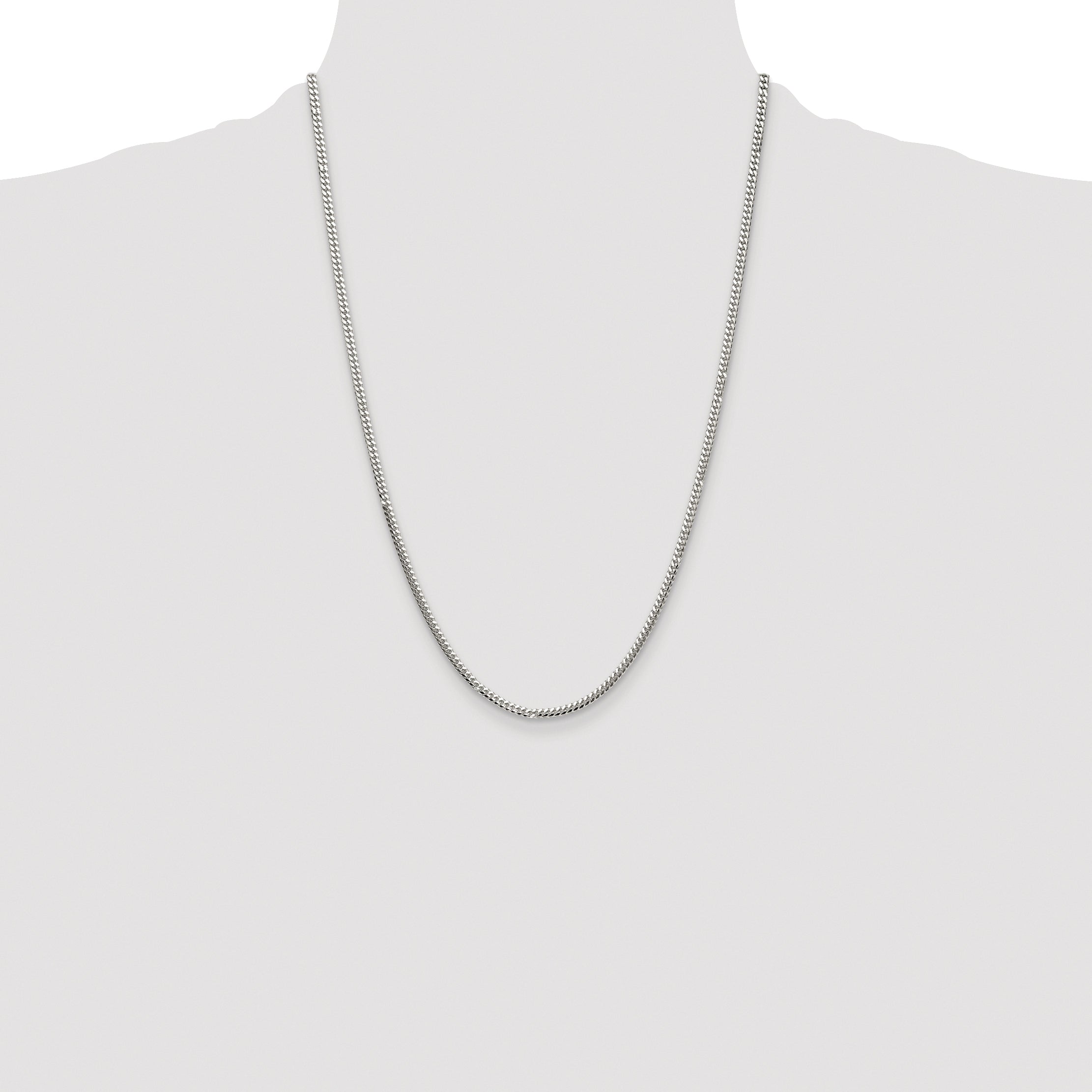 Sterling Silver Rhodium-plated Polished 2.9mm Domed Curb Chain