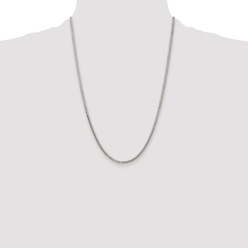 Sterling Silver Rhodium-plated Polished 2.9mm Domed Curb Chain