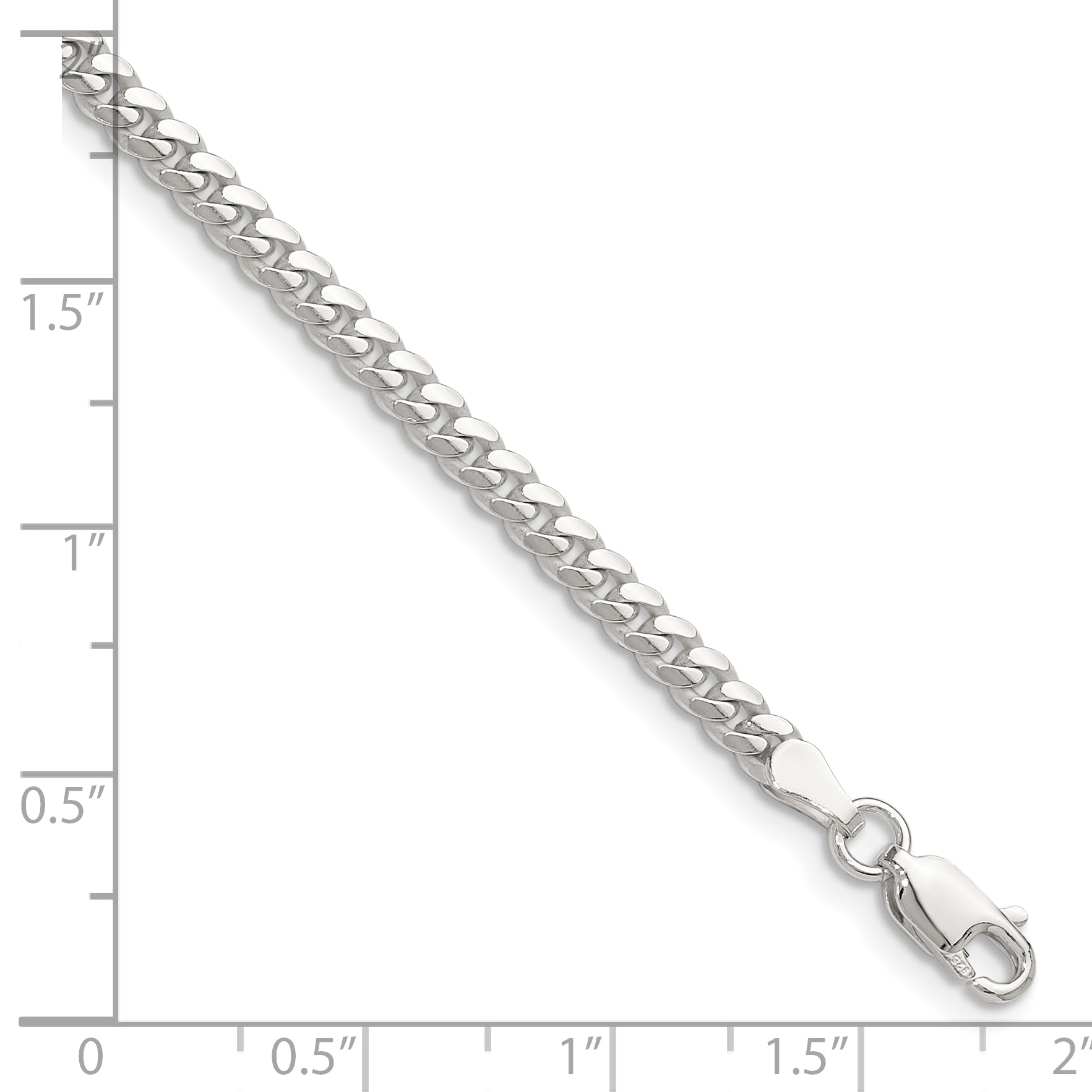 Sterling Silver Polished 3.4mm Domed Curb Chain Secondary image