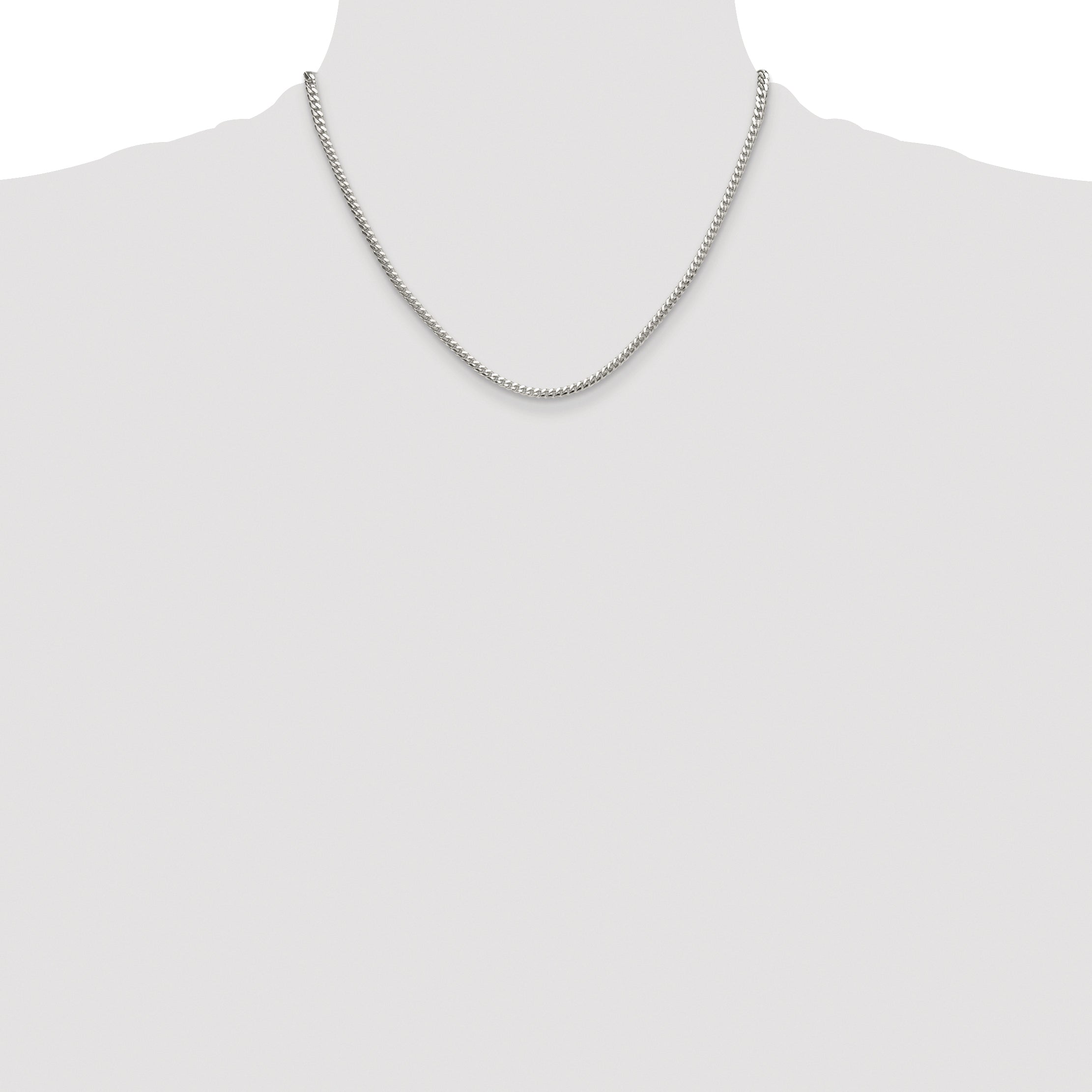 Sterling Silver Rhodium-plated Polished 3.4mm Domed Curb Chain