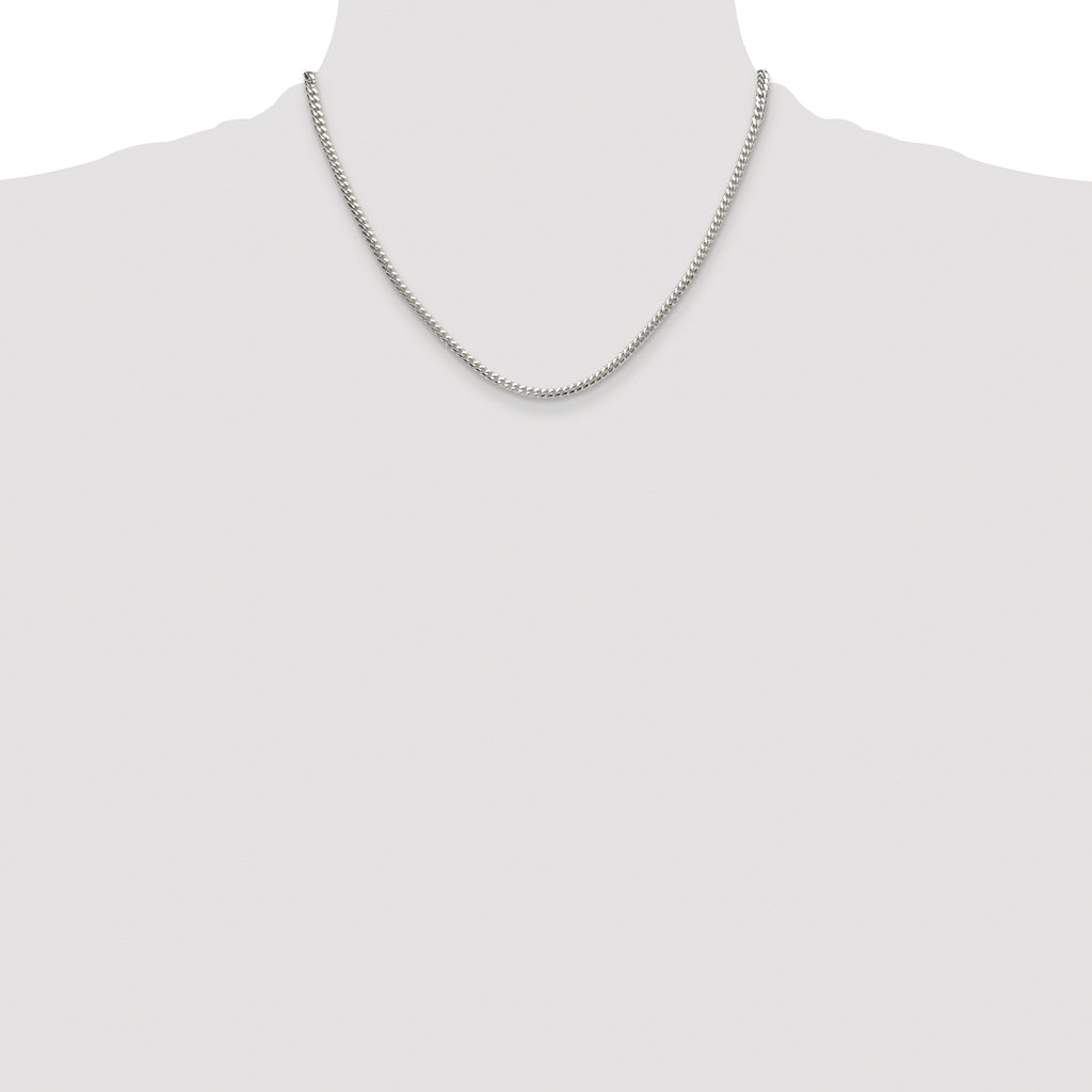 Sterling Silver Rhodium-plated Polished 3.4mm Domed Curb Chain