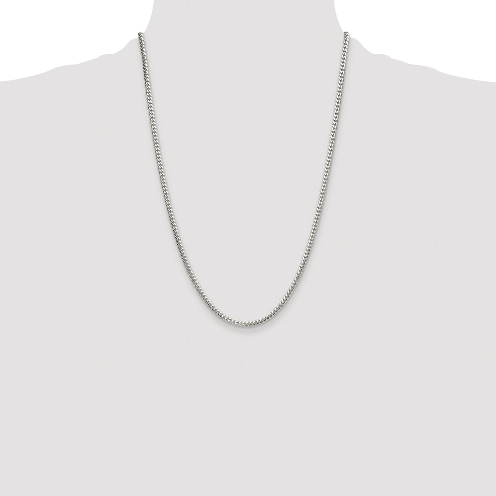 Sterling Silver Rhodium-plated Polished 3.4mm Domed Curb Chain