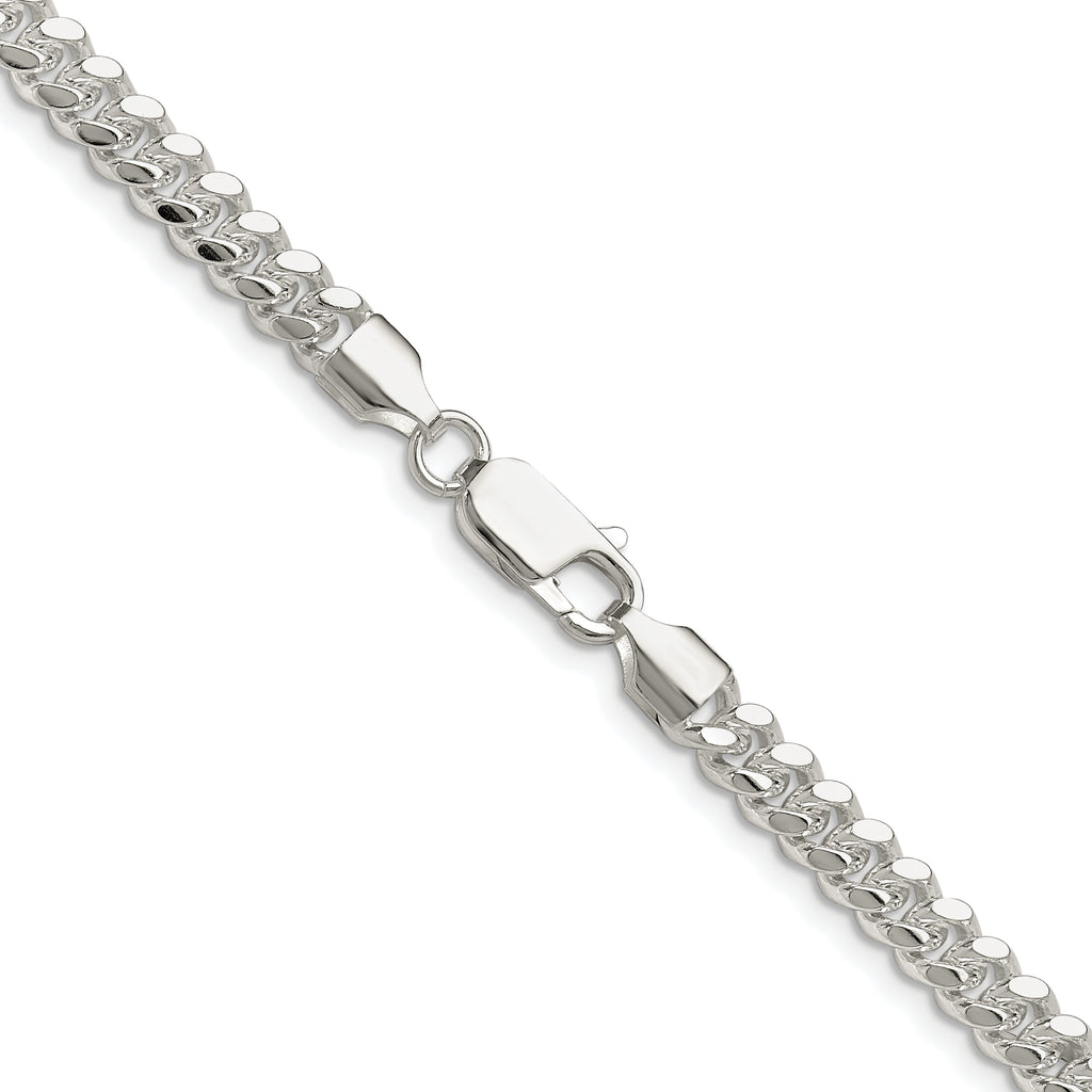 Sterling Silver Rhodium-plated Polished 5.7mm Domed Curb Chain