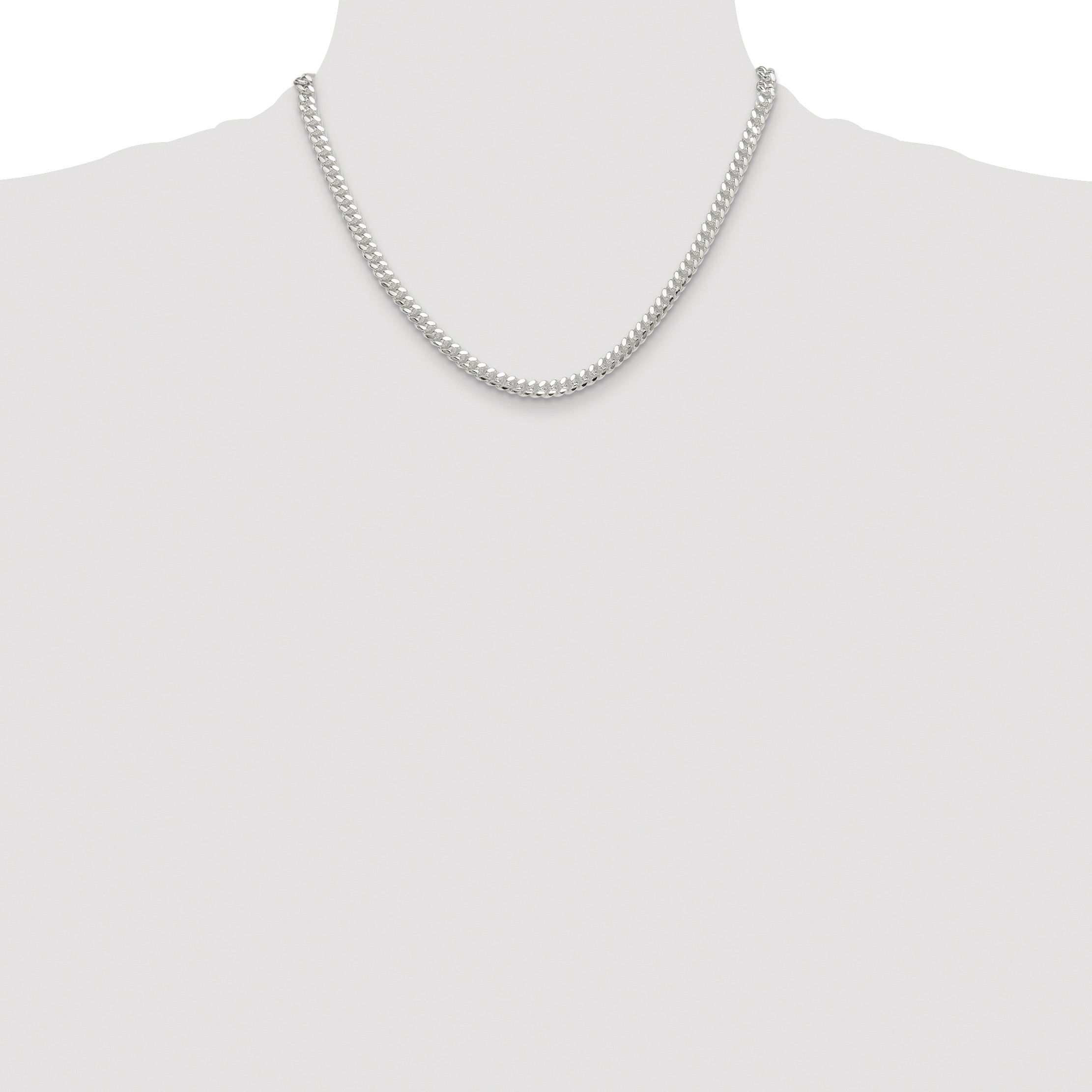 Sterling Silver Rhodium-plated Polished 5.7mm Domed Curb Chain