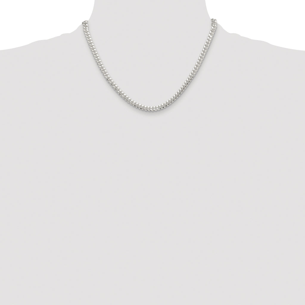 Sterling Silver Rhodium-plated Polished 5.7mm Domed Curb Chain