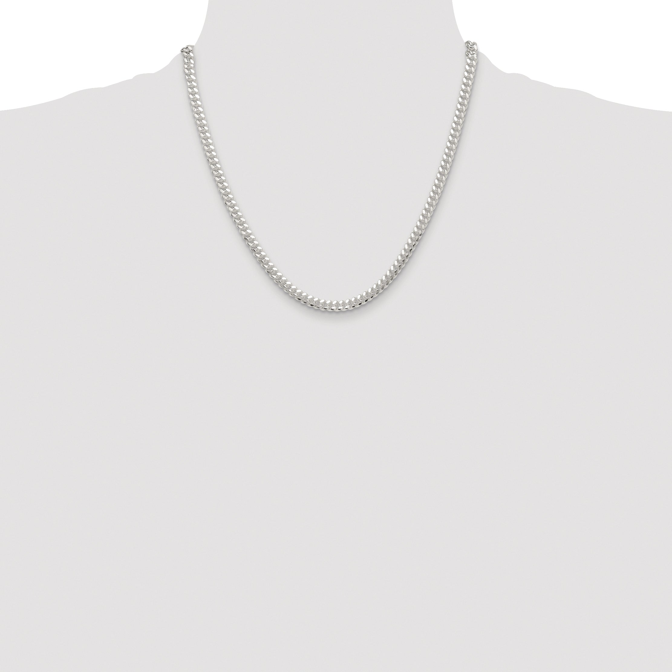 Sterling Silver Rhodium-plated Polished 5.7mm Domed Curb Chain