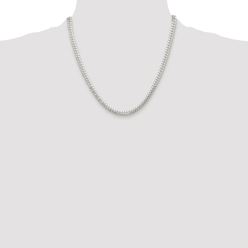 Sterling Silver Rhodium-plated Polished 5.7mm Domed Curb Chain