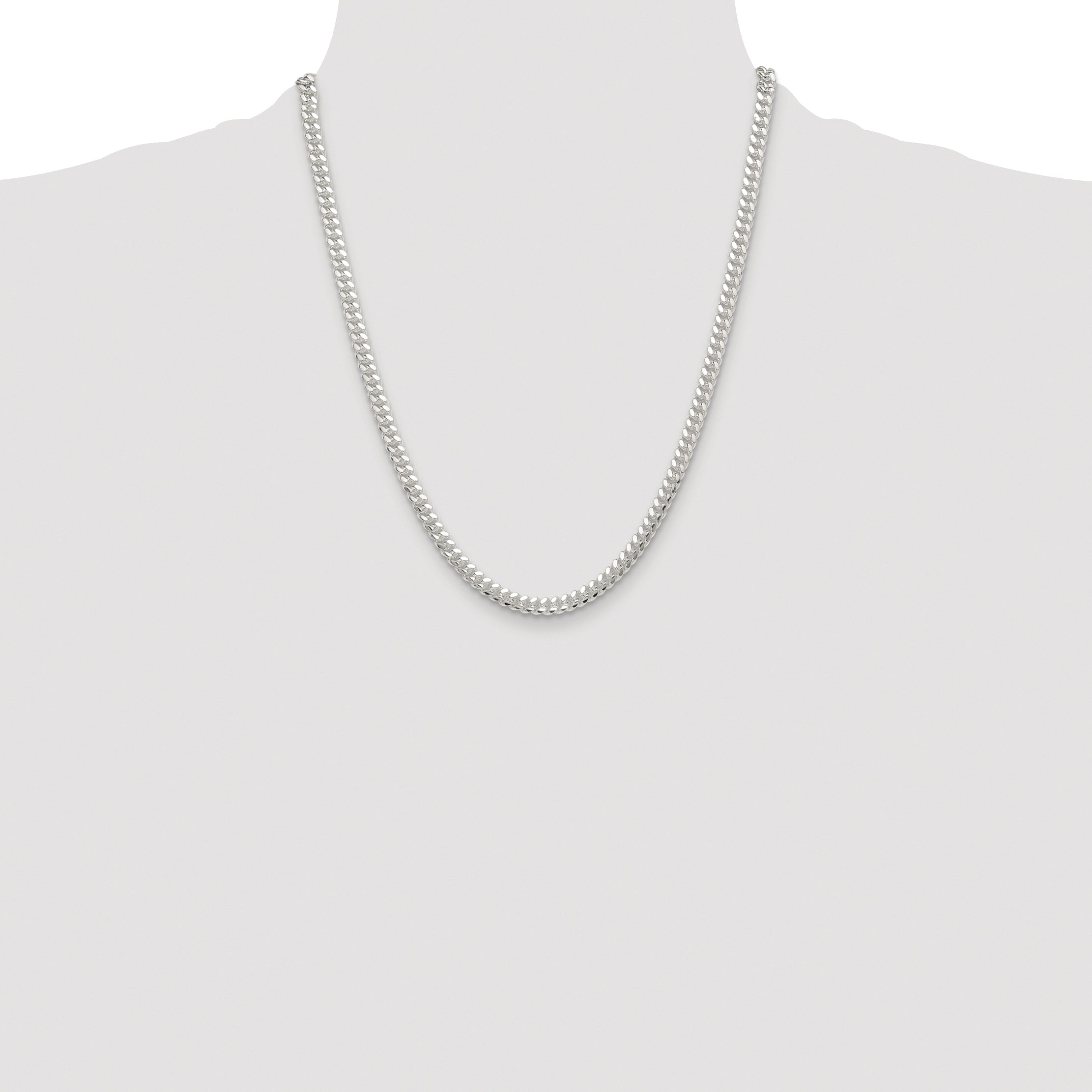 Sterling Silver Rhodium-plated Polished 5.7mm Domed Curb Chain