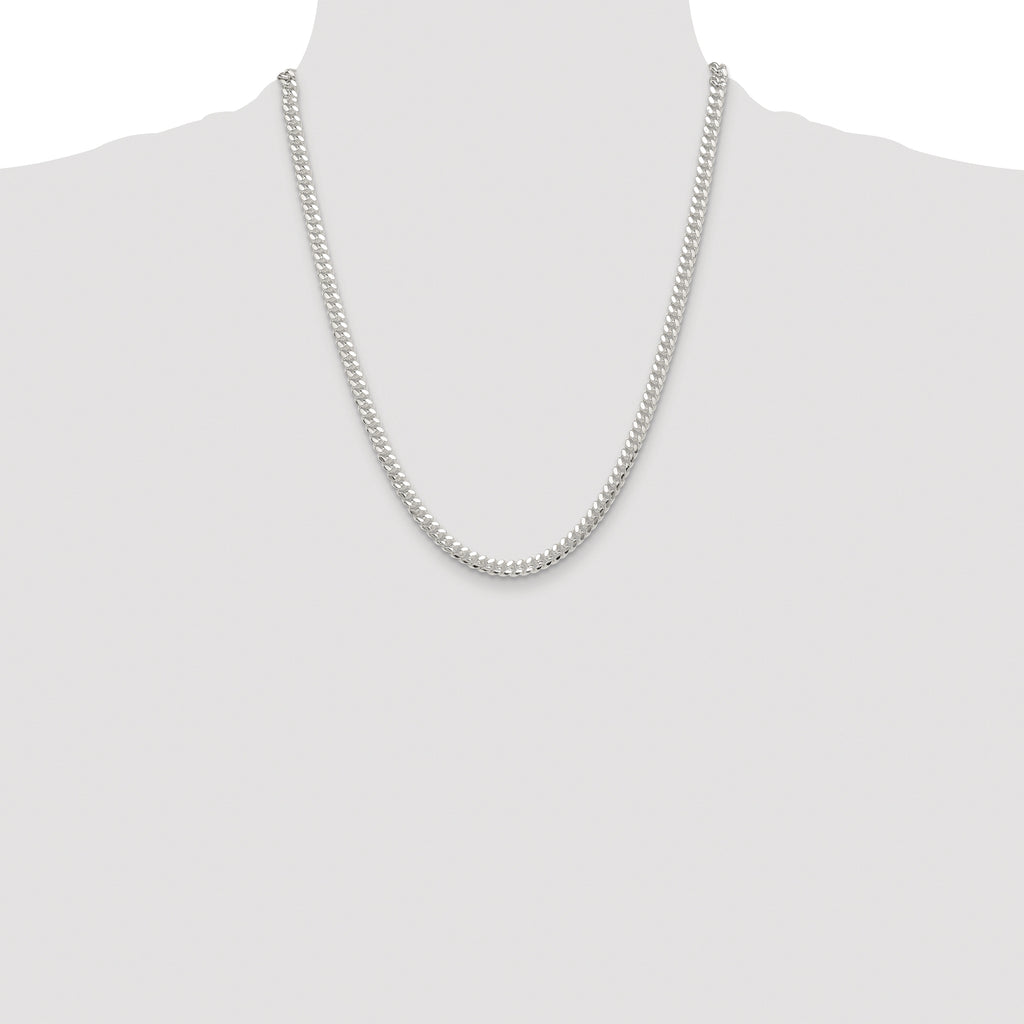 Sterling Silver Rhodium-plated Polished 5.7mm Domed Curb Chain