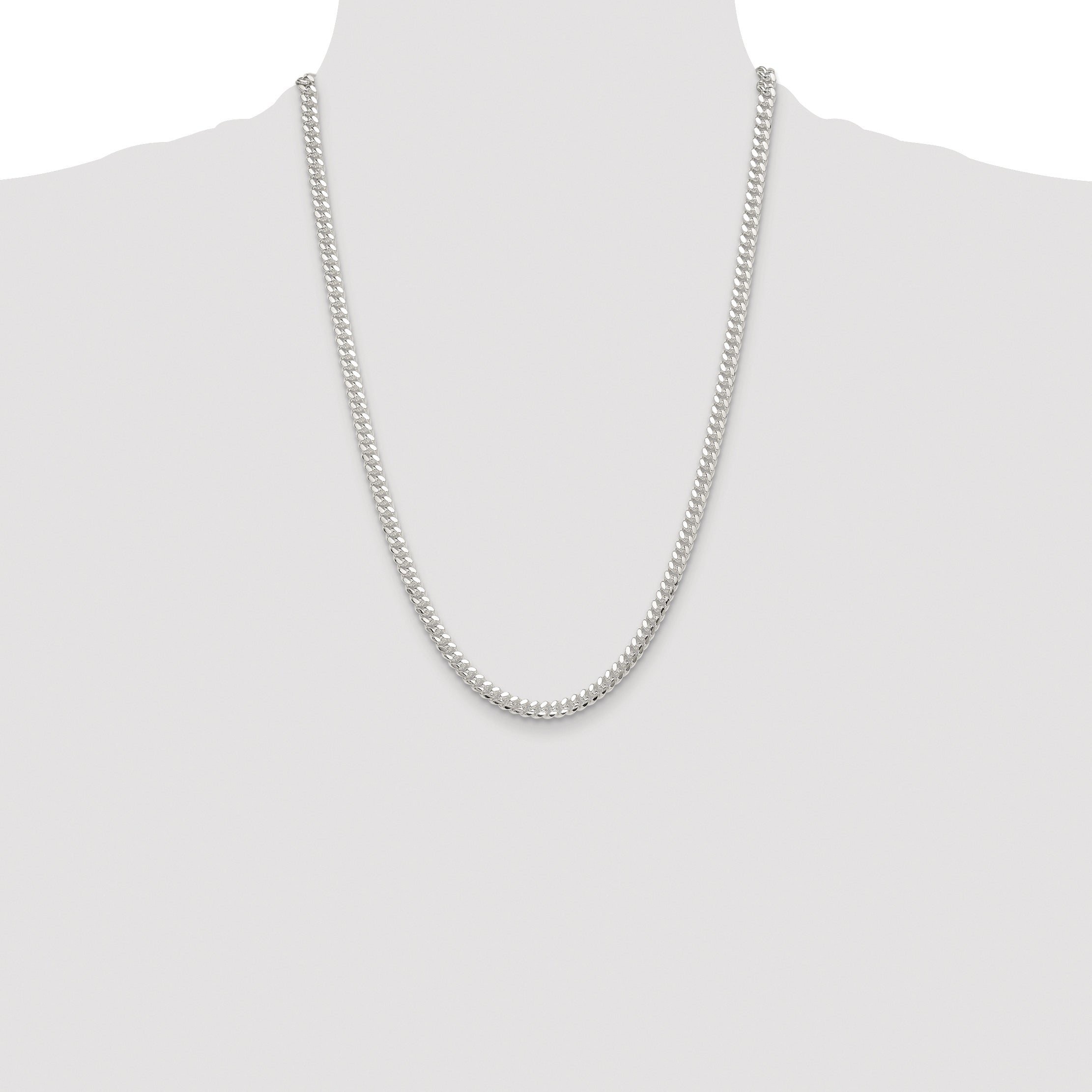 Sterling Silver Rhodium-plated Polished 5.7mm Domed Curb Chain