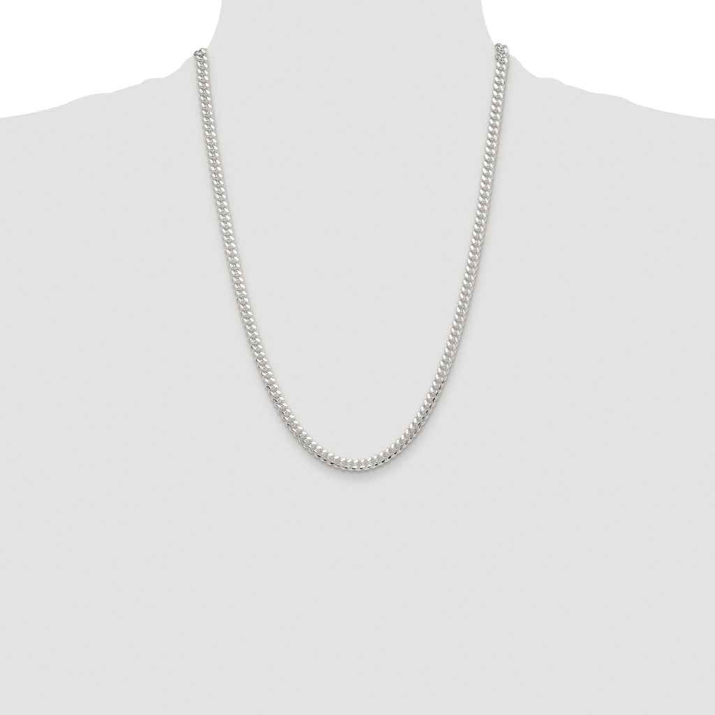 Sterling Silver Rhodium-plated Polished 5.7mm Domed Curb Chain